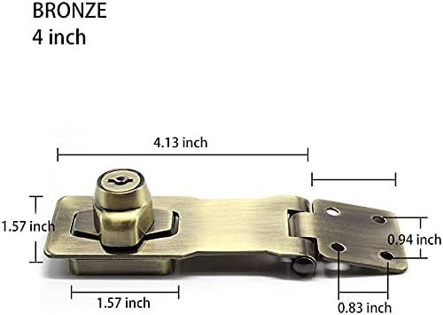 2 Packs Keyed Hasp Locks Twist Knob Keyed Locking Hasp for Small Doors, Cabinets and More,Stainless Steel Steel, Hasp Lock Catch Latch Safety Lock Door Lock with Keys (4inch, Bronze)-BubblyBeeBaby