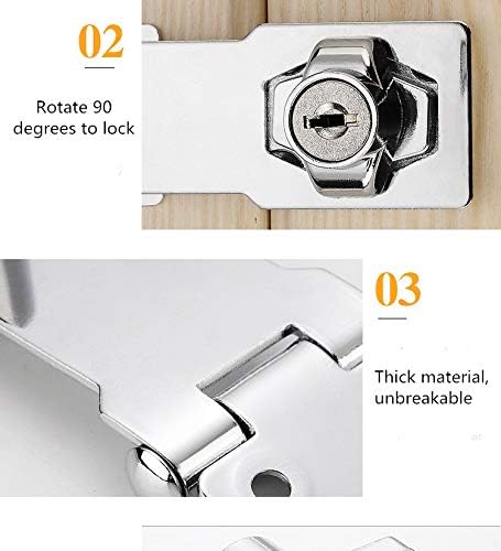 2 Packs Keyed Hasp Locks Twist Knob Keyed Locking Hasp for Small Doors, Cabinets and More,Stainless Steel Steel, Chrome Plated Hasp Lock Catch Latch Safety Lock (3Inch with Lock)-BubblyBeeBaby