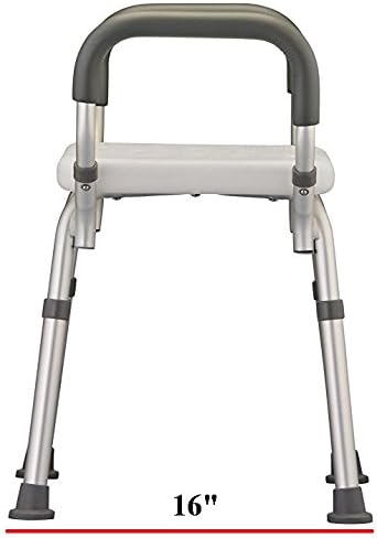 HEALTHLINE Adjustable Shower Bench with Arms – Lightweight Bath Seat with Padded Handles, Height 15"–20", White Plastic Seat with Drainage Holes, for Balance Assistance in Shower/Tub, 300 lb Capacity-BubblyBeeBaby