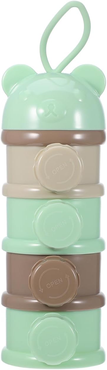 IMIKEYA Stackable Formula Dispenser - 4-Layer Milk Powder Container for Travel Light Green-BubblyBeeBaby