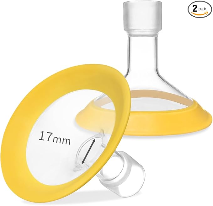 17mm Oval Flanges Shields Compatible with Medela Pumps, Replacement Parts for Pump in Style, Symphony, Swing Maxi, Harmony and Personalfit Flex–Breast Pump Accessories-BubblyBeeBaby