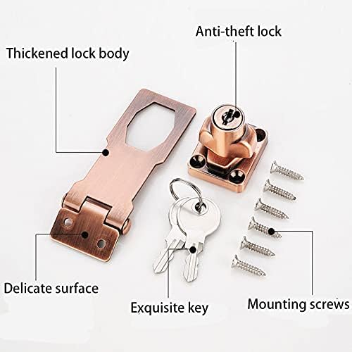 2 Packs Keyed Hasp Locks Twist Knob Keyed Locking Hasp for Small Doors, Cabinets and More,Stainless Steel Steel, Hasp Lock Catch Latch Safety Lock Door Lock with Keys (3inch, Copper)-BubblyBeeBaby