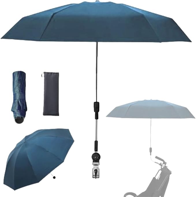 Clip-on Umbrella for Stroller Sunshade, Adjustable Steering Angle, Handle Included, Compact and Lightweight, Suitable for All Kinds of Strollers-BubblyBeeBaby