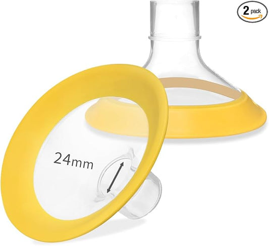 24 mm Oval Flanges Shields Compatible with Medela Pumps, Replacement Parts for Pump in Style, Symphony, Swing Maxi, Harmony and Personalfit Flex–Breast Pump Accessories-BubblyBeeBaby