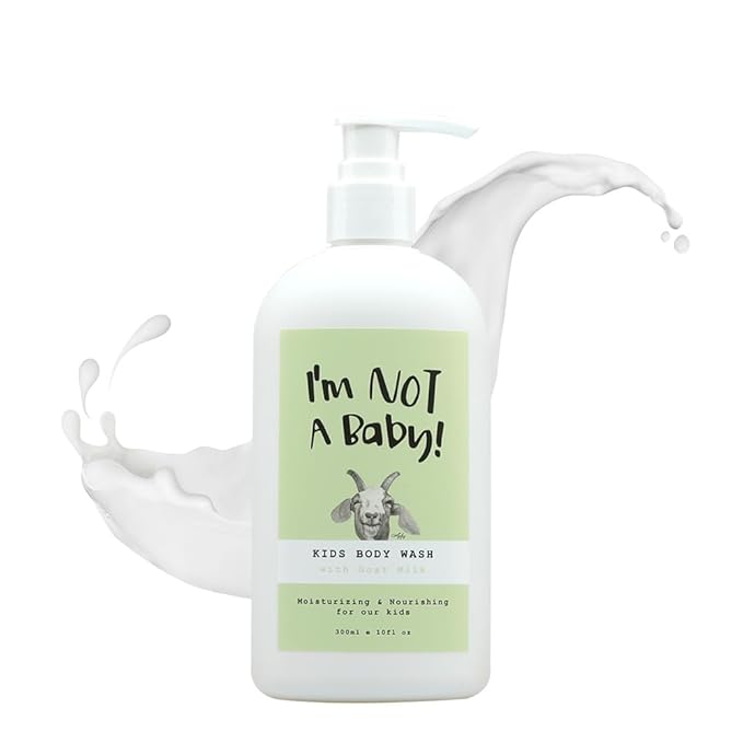 I'm NOT A Baby! Kids Body Wash– Dermatologist Tested, Allergen free, Cruelty-free, PETA, Gentle for Kids, Goat Milk, 10 Fl Oz-BubblyBeeBaby