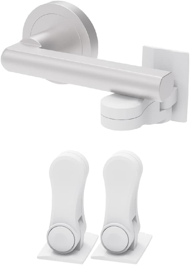 Inaya Child Proof Door Lever Lock, Baby Proofing Door Handle Lock, Minimalist Design, 3M Adhesive & No DrillingNeed, Child Safety Door Handle Locks (2 Pack)-BubblyBeeBaby