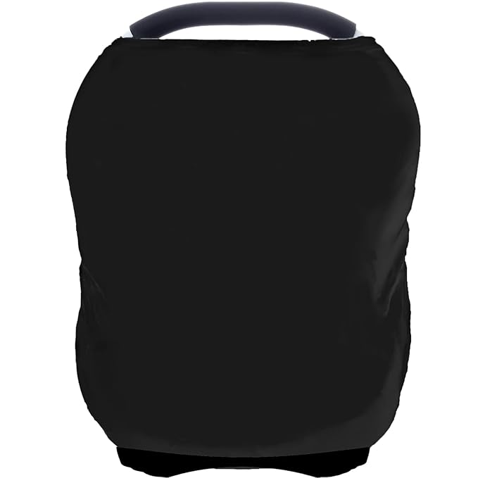Car Seat Covers for Babies - Multi- use Nursing Carseat Canopy, Breastfeeding Covers, Baby Shower Gifts for Boys and Girls (Pure Black)-BubblyBeeBaby