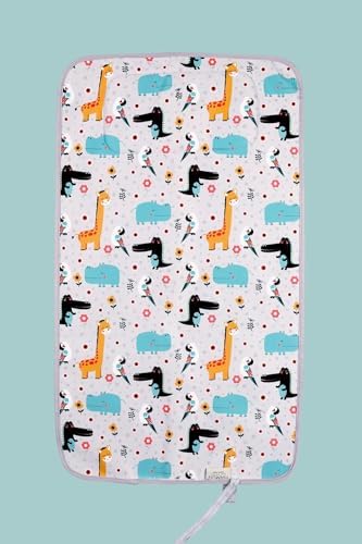HAMUR HOME Portable Baby Changing Pad – Waterproof, Foldable & Lightweight Travel Mat – Soft & Machine Washable Diaper Changer – Compact & Durable (Animal)