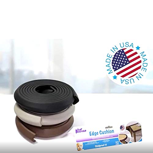 Kidkusion Baby Proof Edge Guards for Safety | Made in The USA | 18 Feet | Off White | Edge Protectors for Furniture, Tables, Fireplaces | Heavy Duty Tape Included-BubblyBeeBaby