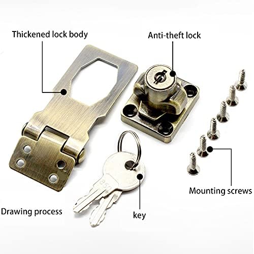 2 Packs Keyed Hasp Locks Twist Knob Keyed Locking Hasp for Small Doors, Cabinets and More,Stainless Steel Steel, Hasp Lock Catch Latch Safety Lock Door Lock with Keys (4inch, Bronze)-BubblyBeeBaby