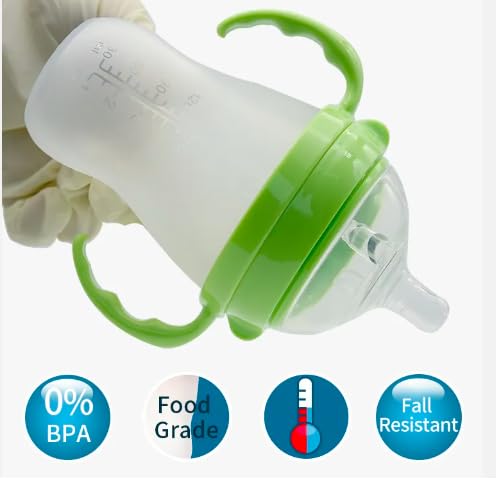 Baby Bottles (2 Pack) 8oz Nurture Nest Anti Colic Bottles with Easy to Hold Handles and Soothing Green Trim-BubblyBeeBaby