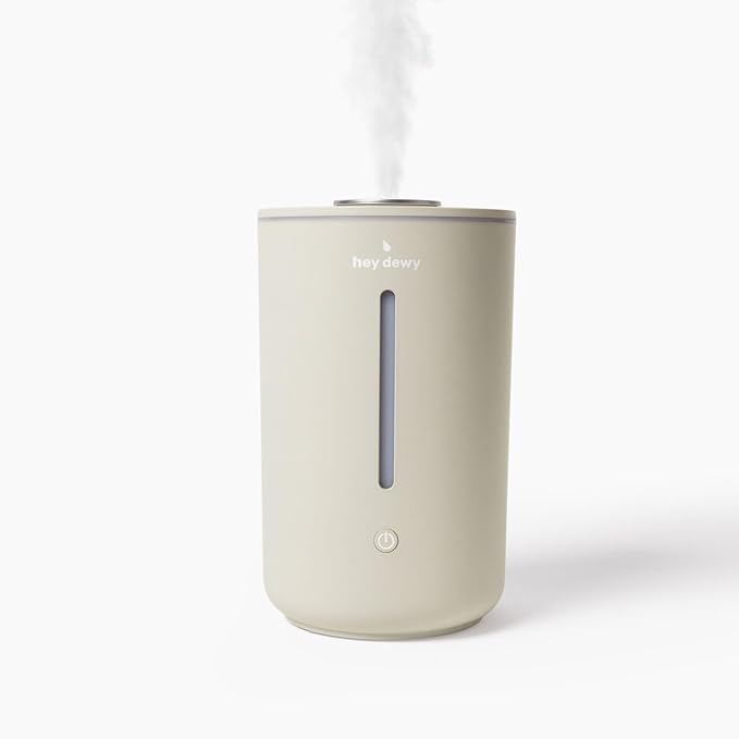 Hey Dewy Wellness Humidifier - for home, office, bathroom spa, or bedroom, with cool utrasonic mist hydration (Sand)-BubblyBeeBaby