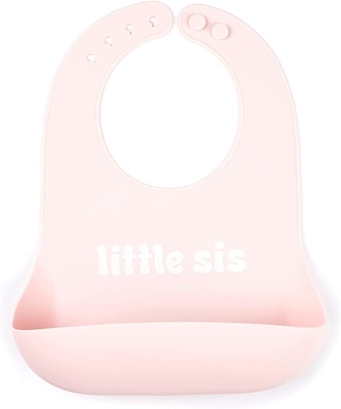 Baby Bib for Eating by Bella Tunno, Waterproof Silicone Bib with Large Food Catcher, Adjustable Fit for Babies 4-12 months & Toddlers 1-3 Years, Boys & Girls, Little Sis-BubblyBeeBaby