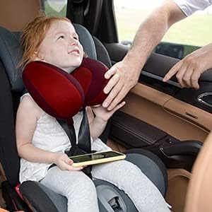 INFANZIA Kids Chin Supporting Travel Neck Pillow, Helps Support Head and Neck, Comfortably Designed for Head, Neck, and Chin Support - Gifts for Toddler/Child/Kids, Red-BubblyBeeBaby