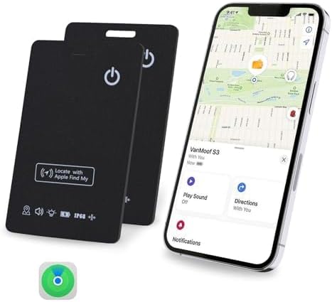 [Apple MFi Certified] LBPRT Air-Tag Card Rechargeable Wallet Tracker Thin 1.6mm 2 Pack, Smart Locator Work with Apple Find My (iOS Only, Android not Supported), Item Finder for Luggage Suitcase Bags.