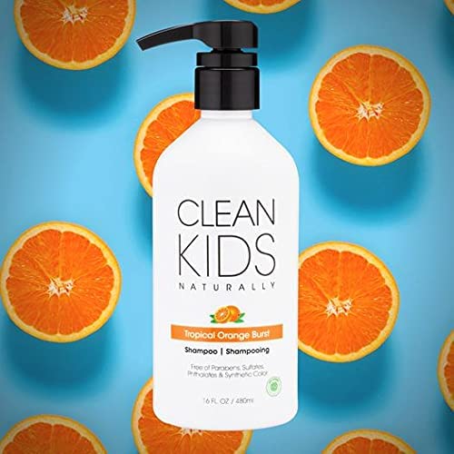 Clean Kids Naturally Tropical Shampoo- EWG Verified, All-Natural, Coconut-free, Gluten-free, Vegan, and Cruelty-free, Paraben-Free (16 Fl Oz, Orange Burst)-BubblyBeeBaby