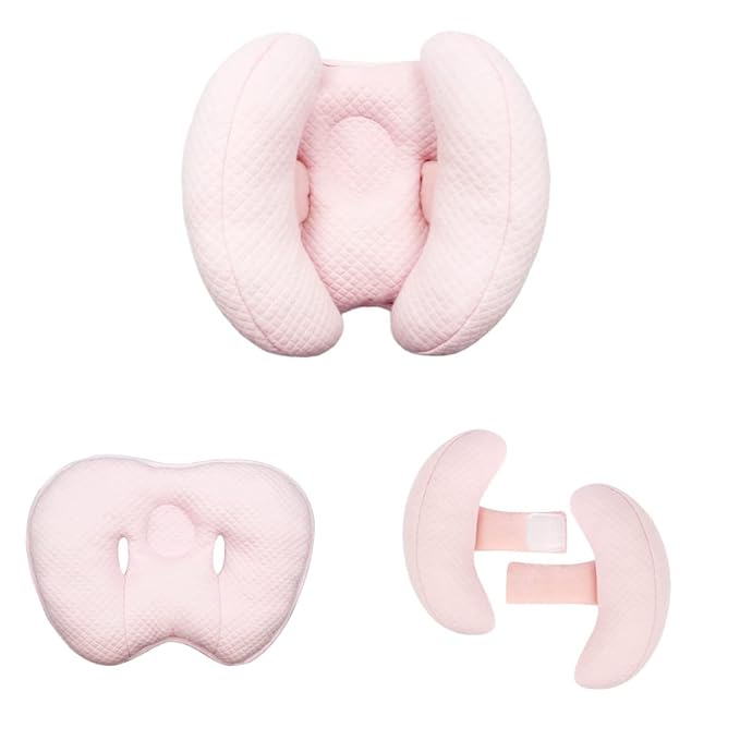 2 in 1 Baby Support Pillow, Banana Shape Baby Neck Head Travel Pillow Stroller Insert Cushion for Kids, Toddler, Pink-BubblyBeeBaby