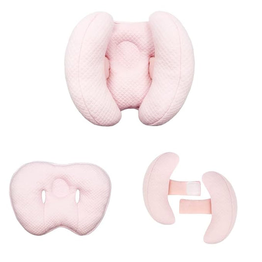 2 in 1 Baby Support Pillow, Banana Shape Baby Neck Head Travel Pillow Stroller Insert Cushion for Kids, Toddler, Pink-BubblyBeeBaby