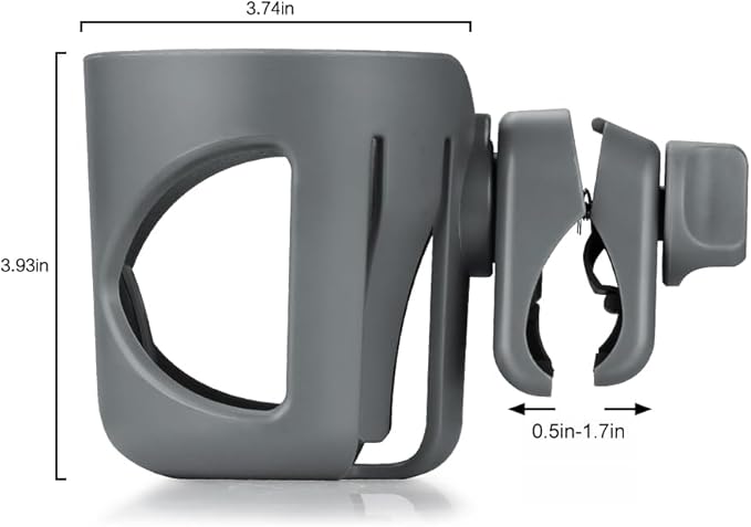 Accmor Universal Cup Holder, Stroller Cup Holder, 360° Rotatable Large Caliber Designed Bottle Holder for Stroller, Bike, Wheelchair, Walker, Scooter, Grey-BubblyBeeBaby