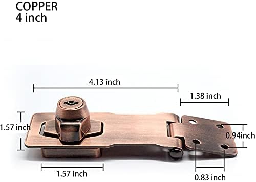 2 Packs Keyed Hasp Locks Twist Knob Keyed Locking Hasp for Small Doors, Cabinets and More,Stainless Steel Steel, Hasp Lock Catch Latch Safety Lock Door Lock with Keys (4inch, Copper)-BubblyBeeBaby