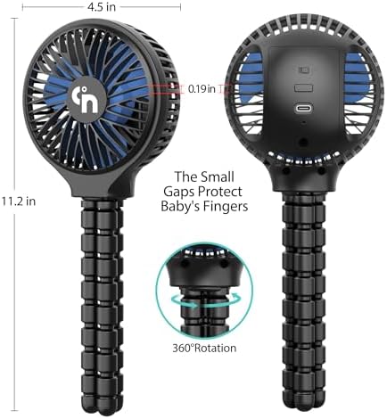 HomeLifairy Portable Stroller Fan, USB or Rechargeable Battery Operated with 3 Speeds and 360°Rotate, Cooling Clip On for Baby Crib Travel Car Seat Black-BubblyBeeBaby