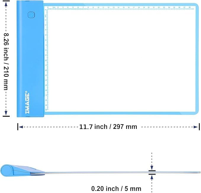 IMAGE Light Up Tracing Pad Blue Drawing Tablet Coloring Board for Kids Children Gift for Boys Girls (Includes 10 Traceable Sheets and Two Clips)-BubblyBeeBaby