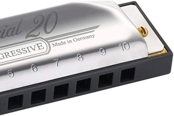 Hohner Special 20 Harmonica - Key of E Flat Bundle with Carrying Case, Key Stickers, Harmonica Beginner Online Manual, and Austin Bazaar Polishing Cloth-BubblyBeeBaby
