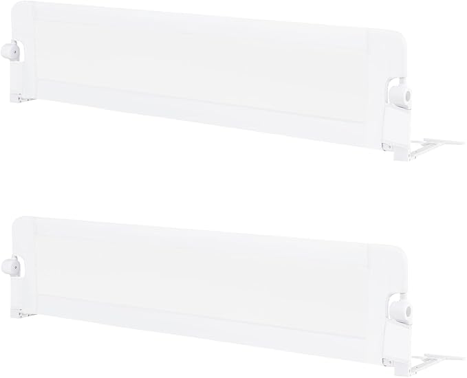 HONEY JOY Bed Rail for Toddlers, Extra Long, Foldable Portable Swing Down Safety Bed Guard Rail, Toddler Bed Rails for Crib, King Queen Full Twin Size Bed Mattress (White, 2 Pack, 71 Inch)-BubblyBeeBaby