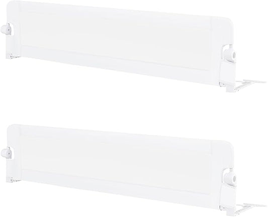 HONEY JOY Bed Rail for Toddlers, Extra Long, Foldable Portable Swing Down Safety Bed Guard Rail, Toddler Bed Rails for Crib, King Queen Full Twin Size Bed Mattress (White, 2 Pack, 71 Inch)-BubblyBeeBaby