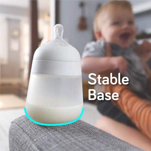 Nanobebe Flexy Silicone Baby Bottle, Anti-Colic, Natural Feel, Non-Collapsing Nipple, Non-Tip Stable Base, Easy to Clean 2-Pack, Sage, 9oz-BubblyBeeBaby