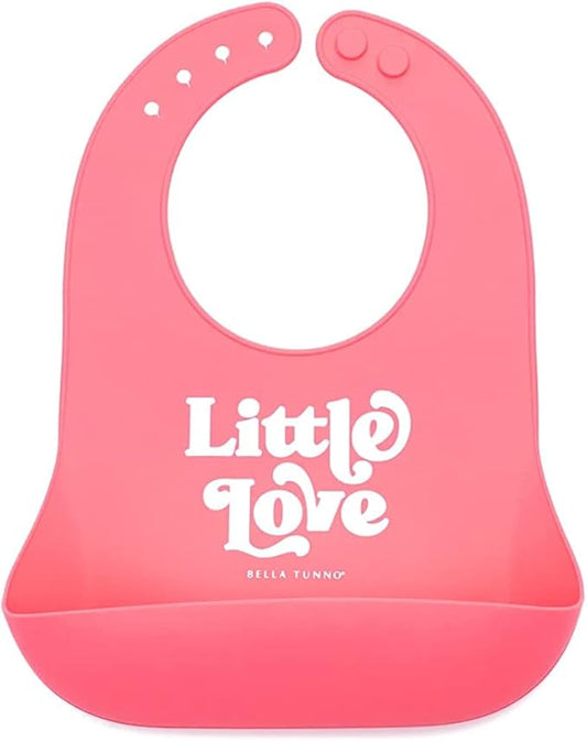 Baby Bib for Eating by Bella Tunno, Waterproof Silicone Bib with Large Food Catcher, Adjustable Fit for Babies 4-12 months & Toddlers 1-3 Years, Boys & Girls, Little Love-BubblyBeeBaby