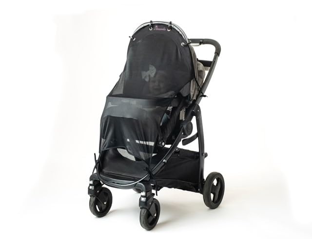 Stroller Sun Shade - Universal UV Protection Cover for Strollers Sunshade with See Through, Clip-On Sun Blocker, Sun Shield for Baby, Breathable Adjustable Fit, Full Coverage, Custom-BubblyBeeBaby