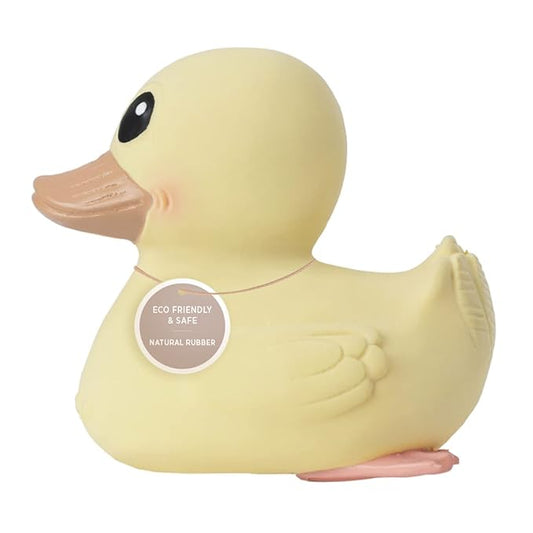 HEVEA Kawan Mini Rubber Duck - 100% Natural Rubber Baby Bath Toy - Eco Friendly, Perfect for Playing, Teething, and Bathing - Mold Free Bath Toys - Eggnog-BubblyBeeBaby