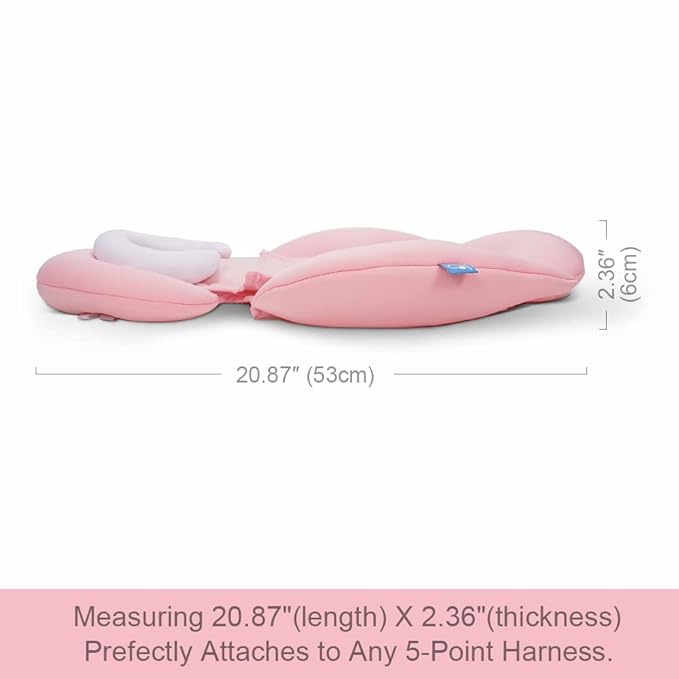 COOLBEBE New 2-in-1 Babybody Supports for Baby Newborn Infants - Extra Soft Stroller Cushion Pads Car Seat Insert, Perfect for Carseats, Strollers, Swings, Pink-BubblyBeeBaby