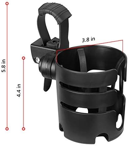 Accmor Stroller Cup Holder with Adjustable Strap, 360 Degree Rotatable Universal Cup Holder for Uppababy, Nuna, Doona Stroller, Drinks Holder for Wheelchair, Walker, Rollator-BubblyBeeBaby