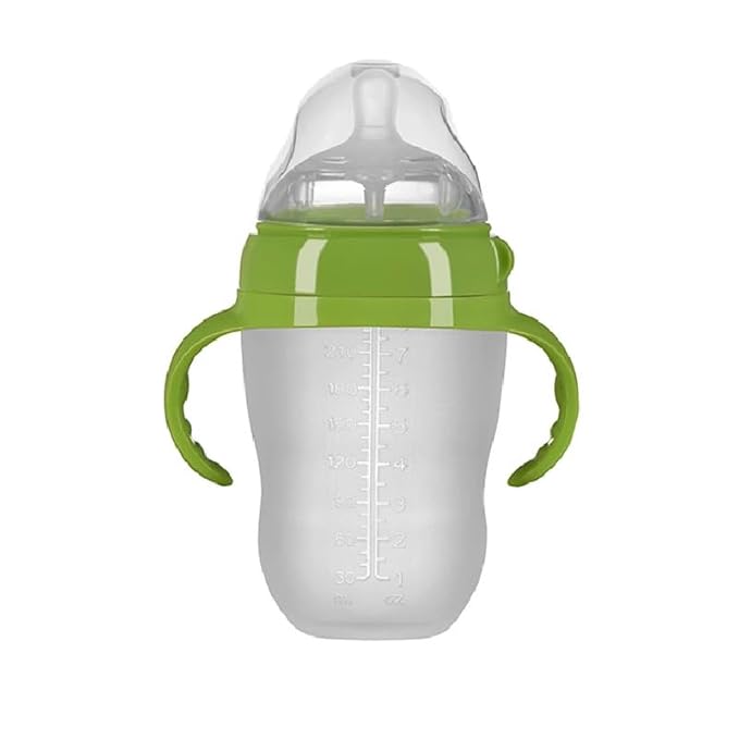 Baby Bottles (2 Pack) 8oz Nurture Nest Anti Colic Bottles with Easy to Hold Handles and Soothing Green Trim-BubblyBeeBaby