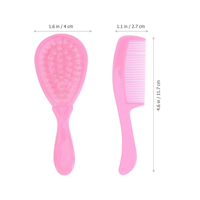 HEALLILY Kids Comb Baby Hair Brush and Comb Set for Newborn Scalp Grooming Product for Infant Toddler Kids (Pink)-BubblyBeeBaby