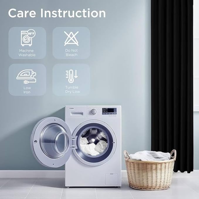 Joydeco 84 Inch Black Curtains 2 Panels Set, Blackout Curtains for Bedroom, Room Darkening Drapes for Living Room Window Rod Pocket Back Tab (W37 x L84 Inch, Black)-BubblyBeeBaby