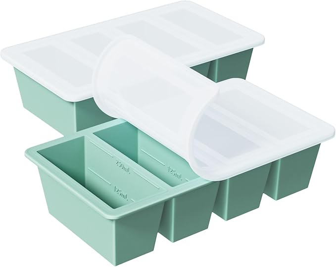 Silicone Freezer Tray for Sauce Cube: GGOW Silicone Freezing Tray for Soup Storage - Freeze 250mL 125mL Souped Broth Portion-BubblyBeeBaby