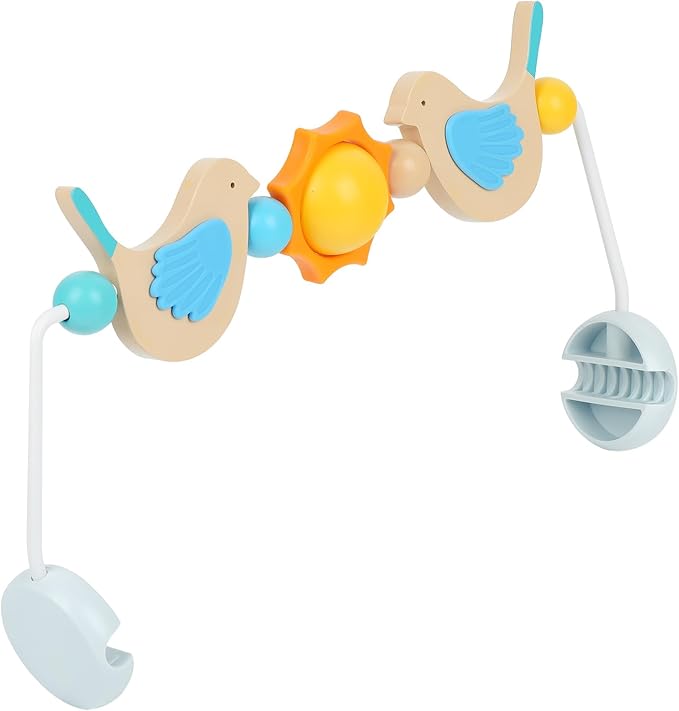 IMPRESA Wooden Baby Arch Toy Attachment Compatible with Baby Bjorn Bouncer, Bird Design to Stimulate Motor Skills, Durable Wooden Toy Bar, Easy to Use Bouncer Accessories-BubblyBeeBaby