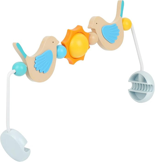 IMPRESA Wooden Baby Arch Toy Attachment Compatible with Baby Bjorn Bouncer, Bird Design to Stimulate Motor Skills, Durable Wooden Toy Bar, Easy to Use Bouncer Accessories-BubblyBeeBaby