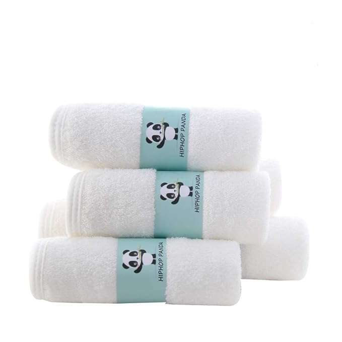 HIPHOP PANDA Baby Washcloths, Rayon Made from Bamboo - 2 Layer Ultra Soft Absorbent Newborn Bath Face Towel - Reusable Baby Wipes for Delicate Skin - White, 6 Pack-BubblyBeeBaby