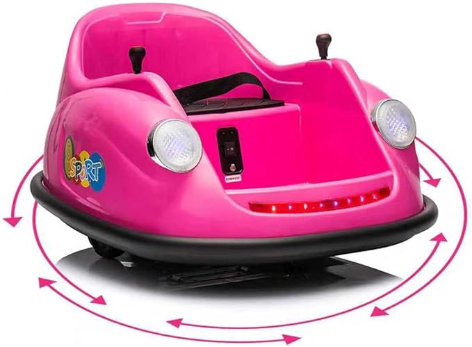 12V Bumper Car for Toddlers, Electric Toy Ride on Battery Car with Kids W/Parent Remote Control, 2-Speed, 360 Degree Spin, Music & LED Lights for Kids, Pink-BubblyBeeBaby