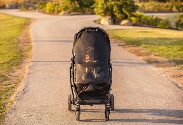 Stroller Sun Shade - Universal UV Protection Cover for Strollers Sunshade with See Through, Clip-On Sun Blocker, Sun Shield for Baby, Breathable Adjustable Fit, Full Coverage, Custom-BubblyBeeBaby