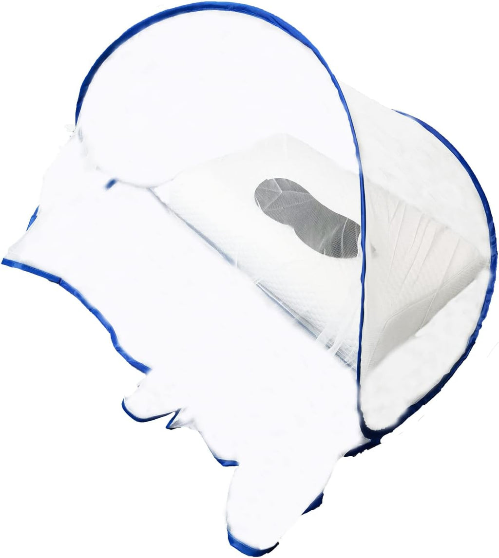CMINGJ Portable Mosquito Head Net Foldable Pop-Up Travel Essentials Mosquito Net for Bed Free Installation-Large Size Suitable for Bedroom, Camping, nap (Large)