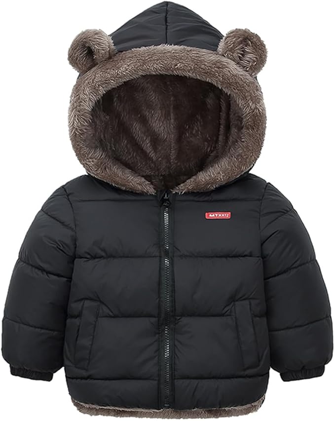 Infant Baby Winter Coat Bear Hooded Jacket Warm Fleece Snowsuit Windproof Outerwear for Toddler Boy Girl 9M-4T-BubblyBeeBaby