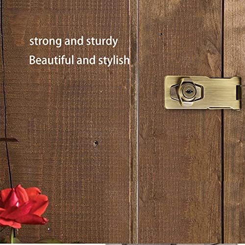 2 Packs Keyed Hasp Locks Twist Knob Keyed Locking Hasp for Small Doors, Cabinets and More,Stainless Steel Steel, Hasp Lock Catch Latch Safety Lock Door Lock with Keys (4inch, Bronze)-BubblyBeeBaby