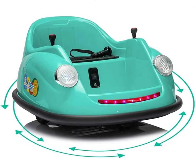 12V Bumper Car for Toddlers, Electric Toy Ride on Battery Car with Kids W/Parent Remote Control, 2-Speed, 360 Degree Spin, Music & LED Lights for Kids, Green-BubblyBeeBaby