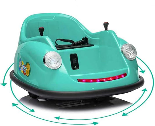 12V Bumper Car for Toddlers, Electric Toy Ride on Battery Car with Kids W/Parent Remote Control, 2-Speed, 360 Degree Spin, Music & LED Lights for Kids, Green-BubblyBeeBaby