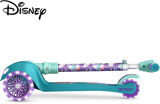 Jetson Character Kids Kick Scooter, LED Lights on Stem & Light-Up Wheels, Lightweight Frame, Height-Adjustable Handlebar, Lean-to-Steer System, Easy-Fold Mechanism-BubblyBeeBaby